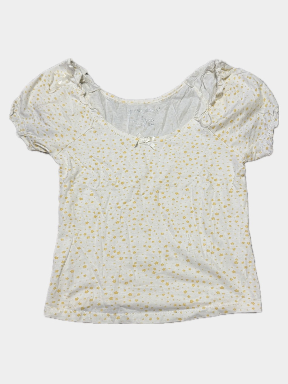 Women’s Cream Floral Scoop Neck Top